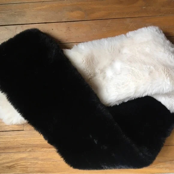 Apparis Faux Fur Colorblock Scarf New - Picture 4 of 4